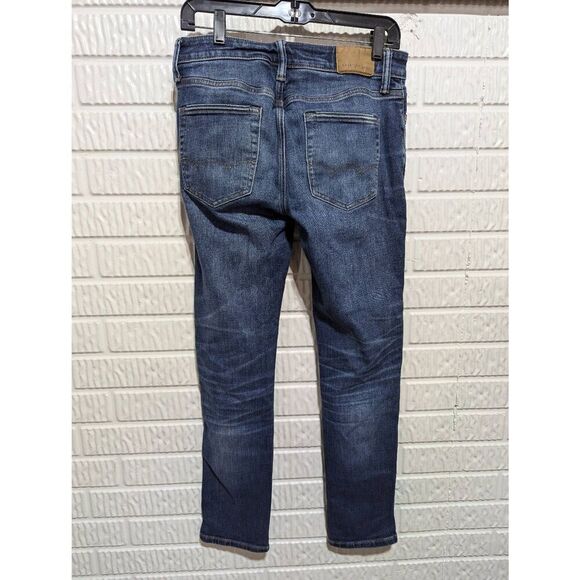 American Eagle Men's Blue Dark-Wash Mid-Rise Slim Fit Denim Jeans Size 30/32 - Picture 3 of 8